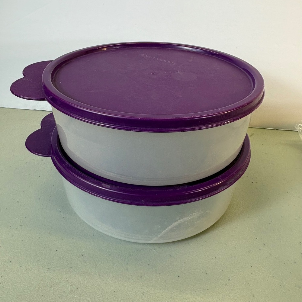 Tupperware 700ml Round Storage Containers Set of 2 Purple Single Portion 3673A-4